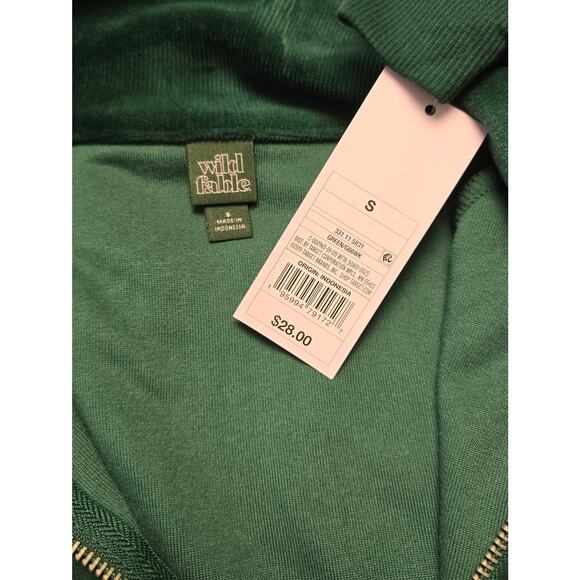 Wild Fable Women's Quarter Zip Velour Tunic Sweatshirt Green- Size Small - Picture 4 of 5